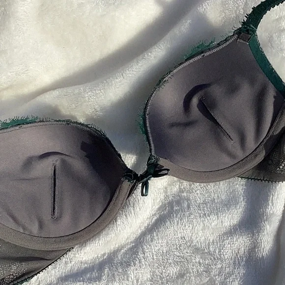 NWOT Aerie Deep Green & Gold Lace Emma Push Up Bra 32A - Picture 5 of 7